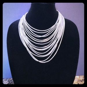 Silver links collar necklace